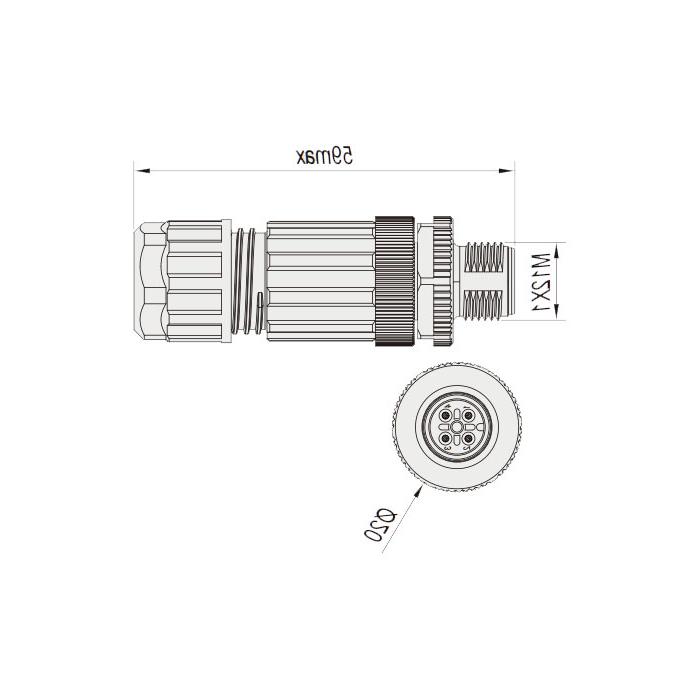 M12 4Pin、公头直型、直插式连接、食品级、Y型分线器、64FX29